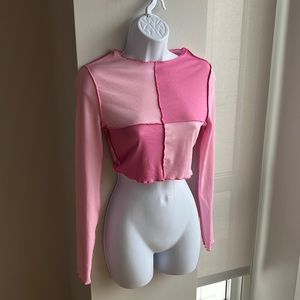 Pink crop top long sleeve